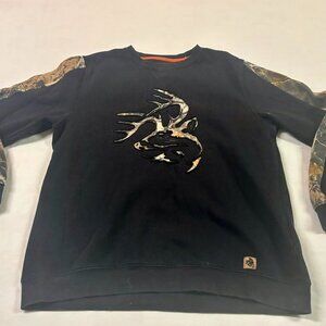 ~~Legendary Whitetails Camo Pullover Sweatshirt Mens L Black Multi Cotton Blend
